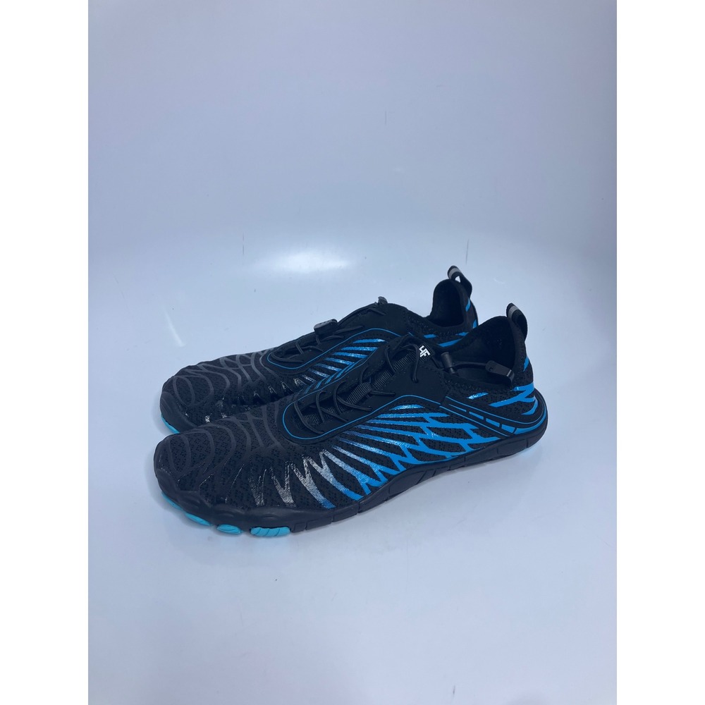 HF Water Shoes Mens 42 Black Blue Excellent Barefoot Quick Dry Bungee Laces